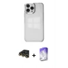 MARSİLYAN™- iPhone 14 Pro Max Kılıf Doruk Doku Prime - Siyah Bilvis 5in1 3D Magic Cam Ekran Koruyucu + Raze Metal Kamera Lens - GD