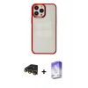 MARSİLYAN™- iPhone 14 Pro Max Kılıf Doruk Doku Prime - Siyah Bilvis 5in1 3D Magic Cam Ekran Koruyucu + Raze Metal Kamera Lens - GD