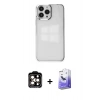 MARSİLYAN™- iPhone 14 Pro Max Kılıf Doruk Doku Prime - Siyah Bilvis 5in1 5D Magic Hayalet Cam Ekran Koruyucu + PVD Metal Kamera Lens - TU