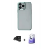 MARSİLYAN™- iPhone 14 Pro Max Kılıf Doruk Doku Prime - Siyah Bilvis 5in1 5D Magic Hayalet Cam Ekran Koruyucu + Raze Metal Kamera Lens - GS