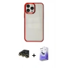 MARSİLYAN™- iPhone 14 Pro Max Kılıf Doruk Doku Prime - Siyah Bilvis 5in1 5D Magic Hayalet Cam Ekran Koruyucu + Raze Metal Kamera Lens - GD