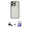 MARSİLYAN™- iPhone 14 Pro Max Kılıf Doruk Doku Prime - Siyah Bilvis 5in1 5D Magic Hayalet Cam Ekran Koruyucu + Bilvis Titan Kamera Lens - GS