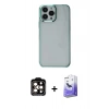 MARSİLYAN™- iPhone 14 Pro Max Kılıf Doruk Doku Prime - Siyah Bilvis 5in1 5D Magic Hayalet Cam Ekran Koruyucu + PVD Metal Kamera Lens - TU