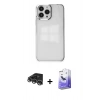MARSİLYAN™- iPhone 14 Pro Max Kılıf Doruk Doku Prime - Siyah Bilvis 5in1 5D Magic Hayalet Cam Ekran Koruyucu + Raze Metal Kamera Lens - GS