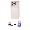 MARSİLYAN™- iPhone 14 Pro Max Kılıf Doruk Doku Prime - Siyah Bilvis 5in1 5D Magic Hayalet Cam Ekran Koruyucu + Bilvis Titan Kamera Lens - GD