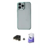MARSİLYAN™- iPhone 14 Pro Max Kılıf Doruk Doku Prime - Siyah Bilvis 5in1 5D Magic Hayalet Cam Ekran Koruyucu + Raze Metal Kamera Lens - GD