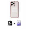 MARSİLYAN™- iPhone 14 Pro Max Kılıf Doruk Doku Prime - Siyah Bilvis 5in1 5D Magic Hayalet Cam Ekran Koruyucu + PVD Metal Kamera Lens - TU
