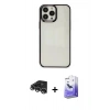 MARSİLYAN™- iPhone 14 Pro Max Kılıf Doruk Doku Prime - Siyah Bilvis 5in1 5D Magic Hayalet Cam Ekran Koruyucu + Raze Metal Kamera Lens - GS
