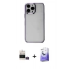 MARSİLYAN™- iPhone 14 Pro Max Kılıf Doruk Doku Prime - Siyah Bilvis 5in1 5D Magic Hayalet Cam Ekran Koruyucu + Bilvis Titan Kamera Lens - GD