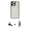 MARSİLYAN™- iPhone 14 Pro Max Kılıf Doruk Doku Prime - Siyah Bilvis Hayalet Cam Ekran Koruyucu + Bilvis Titan Kamera Lens - GS