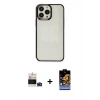 MARSİLYAN™- iPhone 14 Pro Max Kılıf Doruk Doku Prime - Siyah Buffer Hayalet Cam Ekran Koruyucu + Bilvis Titan Kamera Lens - DNMR