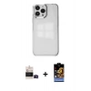 MARSİLYAN™- iPhone 14 Pro Max Kılıf Doruk Doku Prime - Siyah Buffer Hayalet Cam Ekran Koruyucu + Bilvis Titan Kamera Lens - SH