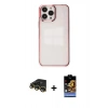 MARSİLYAN™- iPhone 14 Pro Max Kılıf Doruk Doku Prime - Siyah Buffer Hayalet Cam Ekran Koruyucu + Raze Metal Kamera Lens - GD