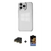 MARSİLYAN™- iPhone 14 Pro Max Kılıf Doruk Doku Prime - Siyah Buffer Hayalet Cam Ekran Koruyucu + Raze Metal Kamera Lens - GD