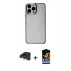 MARSİLYAN™- iPhone 14 Pro Max Kılıf Doruk Doku Prime - Siyah Buffer Hayalet Cam Ekran Koruyucu + Raze Metal Kamera Lens - GS