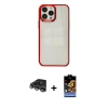 MARSİLYAN™- iPhone 14 Pro Max Kılıf Doruk Doku Prime - Siyah Buffer Hayalet Cam Ekran Koruyucu + Raze Metal Kamera Lens - GS