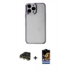 MARSİLYAN™- iPhone 14 Pro Max Kılıf Doruk Doku Prime - Siyah Buffer Hayalet Cam Ekran Koruyucu + Raze Metal Kamera Lens - GD