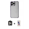 MARSİLYAN™- iPhone 14 Pro Max Kılıf Doruk Doku Prime - Siyah Joko 5D Cam + PVD Metal Kamera Lens - TU