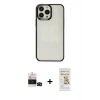 MARSİLYAN™- iPhone 14 Pro Max Kılıf Doruk Doku Prime - Siyah Mat Seramik Nano Ekran Koruyucu + Bilvis Titan Kamera Lens - SH