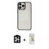 MARSİLYAN™- iPhone 14 Pro Max Kılıf Doruk Doku Prime - Siyah Mat Seramik Nano Ekran Koruyucu + PVD Metal Kamera Lens - TU