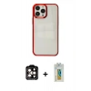MARSİLYAN™- iPhone 14 Pro Max Kılıf Doruk Doku Prime - Siyah Polymer Nano Ekran Koruyucu + PVD Metal Kamera Lens - TU