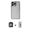 MARSİLYAN™- iPhone 14 Pro Max Kılıf Doruk Doku Prime - Siyah Polymer Nano Ekran Koruyucu + PVD Metal Kamera Lens - TU