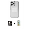 MARSİLYAN™- iPhone 14 Pro Max Kılıf Doruk Doku Prime - Siyah Polymer Nano Ekran Koruyucu + PVD Metal Kamera Lens - TU