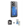 MARSİLYAN™- iPhone 14 Pro Max Kılıf Doruk Klasik Koleksiyonu - Şeffaf Royal Nano Ekran Koruyucu + PVD Metal Kamera Lens - TU
