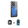 MARSİLYAN™- iPhone 14 Pro Max Kılıf Doruk Klasik Koleksiyonu - Siyah 18D Cam Ekran Koruyucu + PVD Metal Kamera Lens - TU
