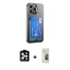 MARSİLYAN™- iPhone 14 Pro Max Kılıf Doruk Klasik Koleksiyonu - Siyah 6D Mat Seramik Hayalet Nano Ekran Koruyucu + PVD Metal Kamera Lens - TU