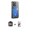 MARSİLYAN™- iPhone 14 Pro Max Kılıf Doruk Klasik Koleksiyonu - Siyah Bilvis 3D Mat Cam Ekran Koruyucu + Turuncu PVD Metal Kamera Lens