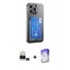 MARSİLYAN™- iPhone 14 Pro Max Kılıf Doruk Klasik Koleksiyonu - Siyah Bilvis 5in1 3D Magic Cam Ekran Koruyucu + Gümüş Bilvis Titan Kamera Lens