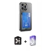 MARSİLYAN™- iPhone 14 Pro Max Kılıf Doruk Klasik Koleksiyonu - Siyah Bilvis 5in1 3D Magic Cam Ekran Koruyucu + PVD Metal Kamera Lens - TU