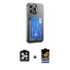 MARSİLYAN™- iPhone 14 Pro Max Kılıf Doruk Klasik Koleksiyonu - Siyah Buffer Hayalet Cam Ekran Koruyucu + PVD Metal Kamera Lens - TU