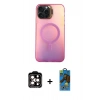 MARSİLYAN™- iPhone 14 Pro Max Kılıf Doruk Klasik Prime - Siyah 18D Cam Ekran Koruyucu + PVD Metal Kamera Lens - TU
