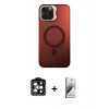 MARSİLYAN™- iPhone 14 Pro Max Kılıf Doruk Klasik Prime - Siyah Bilvis 3D Mat Cam Ekran Koruyucu + PVD Metal Kamera Lens - TU