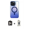 MARSİLYAN™- iPhone 14 Pro Max Kılıf Doruk Klasik Prime - Siyah Bilvis Hayalet Cam Ekran Koruyucu + PVD Metal Kamera Lens - TU