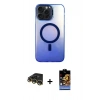 MARSİLYAN™- iPhone 14 Pro Max Kılıf Doruk Klasik Prime - Siyah Buffer Hayalet Cam Ekran Koruyucu + Gold Raze Metal Kamera Lens