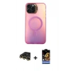 MARSİLYAN™- iPhone 14 Pro Max Kılıf Doruk Klasik Prime - Siyah Buffer Hayalet Cam Ekran Koruyucu + Gold Raze Metal Kamera Lens