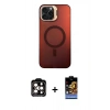 MARSİLYAN™- iPhone 14 Pro Max Kılıf Doruk Klasik Prime - Siyah Buffer Hayalet Cam Ekran Koruyucu + PVD Metal Kamera Lens - TU