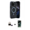 MARSİLYAN™- iPhone 14 Pro Max Kılıf Eksen Çizgi - Şeffaf 360 Full Body Arka Koruyucu + Bilvis Titan Kamera Lens - GS