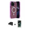 MARSİLYAN™- iPhone 14 Pro Max Kılıf Eksen Çizgi - Şeffaf 360 Full Body Arka Koruyucu + Raze Metal Kamera Lens - GS