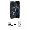 MARSİLYAN™- iPhone 14 Pro Max Kılıf Eksen Çizgi - Şeffaf Pasifik Cam Ekran Koruyucu + Bilvis Titan Kamera Lens - GD