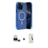 MARSİLYAN™- iPhone 14 Pro Max Kılıf Eksen Çizgi - Şeffaf Pasifik Cam Ekran Koruyucu + Bilvis Titan Kamera Lens - GD