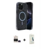MARSİLYAN™- iPhone 14 Pro Max Kılıf Eksen Çizgi - Şeffaf Pasifik Cam Ekran Koruyucu + Bilvis Titan Kamera Lens - SH