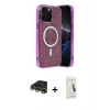 MARSİLYAN™- iPhone 14 Pro Max Kılıf Eksen Çizgi - Şeffaf Pasifik Cam Ekran Koruyucu + Raze Metal Kamera Lens - GD