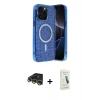 MARSİLYAN™- iPhone 14 Pro Max Kılıf Eksen Çizgi - Şeffaf Pasifik Cam Ekran Koruyucu + Raze Metal Kamera Lens - GD
