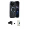 MARSİLYAN™- iPhone 14 Pro Max Kılıf Eksen Çizgi - Şeffaf Pasifik Cam Ekran Koruyucu + Gümüş Raze Metal Kamera Lens