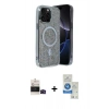MARSİLYAN™- iPhone 14 Pro Max Kılıf Eksen Çizgi - Şeffaf Royal Nano Ekran Koruyucu + Bilvis Titan Kamera Lens - SH