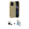 MARSİLYAN™- iPhone 14 Pro Max Kılıf Eksen Çizgi - Şeffaf Royal Nano Ekran Koruyucu + Derin Mor Bilvis Titan Kamera Lens